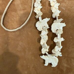 Bear Shaped Necklace with Cream Beads